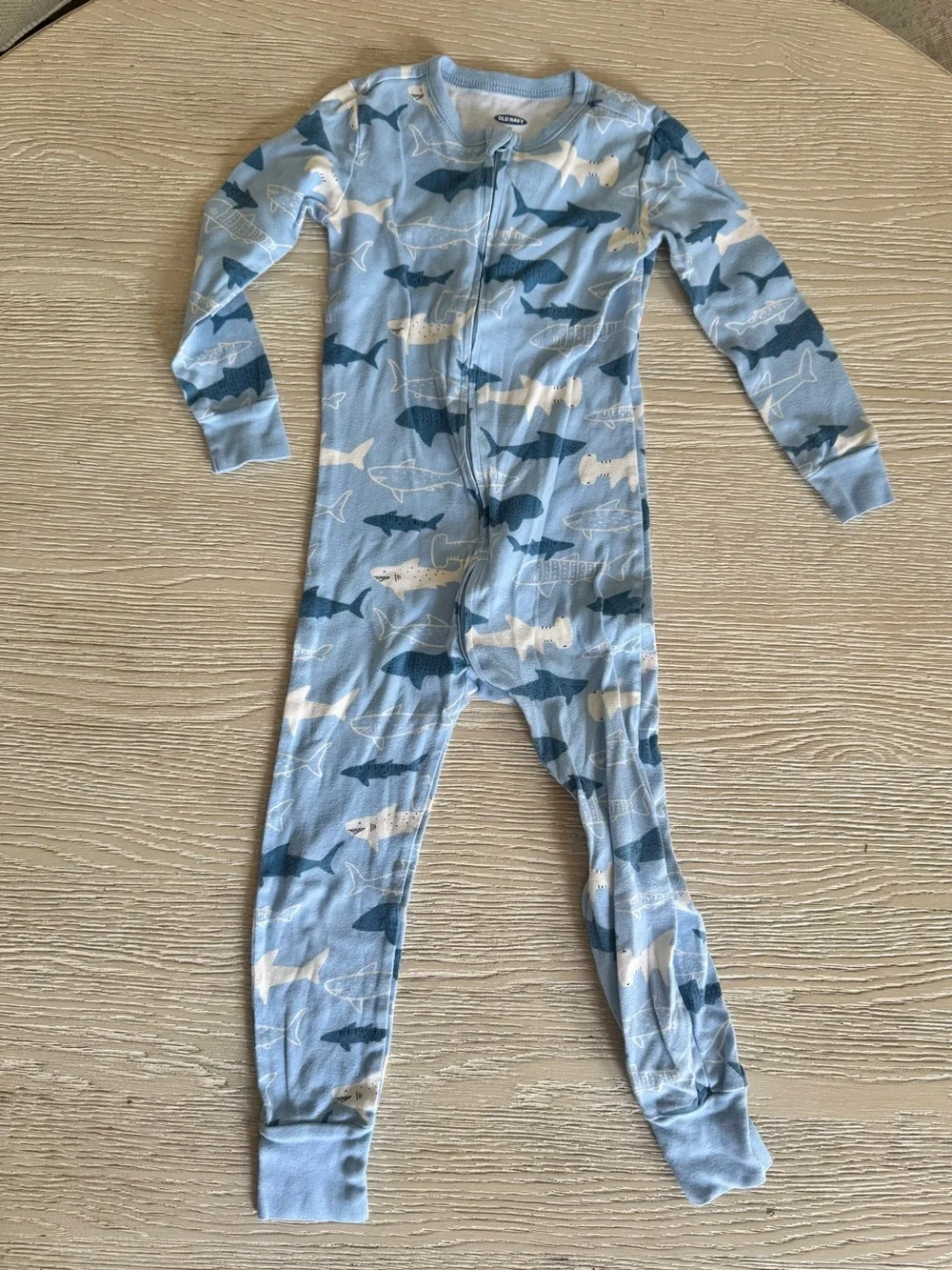 Old Navy Red toddler footless shark onesie, 5T